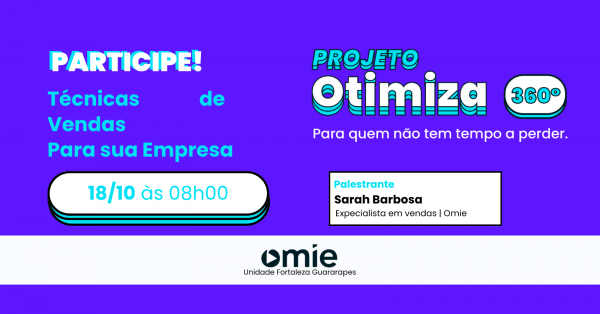 Imagem do evento OTIMIZA 360° TÉCNICAS DE VENDAS| FORTALEZA - CE