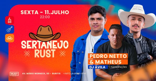 Imagem do evento SERTANEJO NA RUST | RUST MUSIC BAR | 11 JUL | 22H