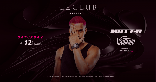 Imagem do evento DJ MATT D @ LE CLUB