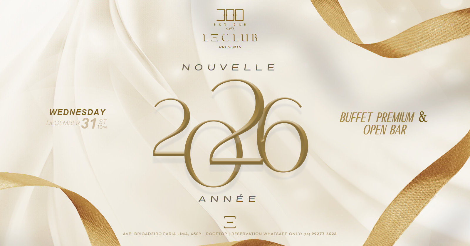 Reveillon LE CLUB 300 Sky Bar