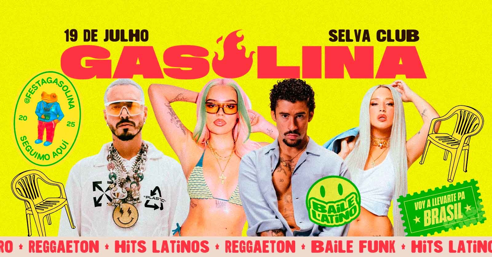 Gasolina: Baile Latino | Reggaeton, Funk y Música Latina na Selva | Sábado 19.07