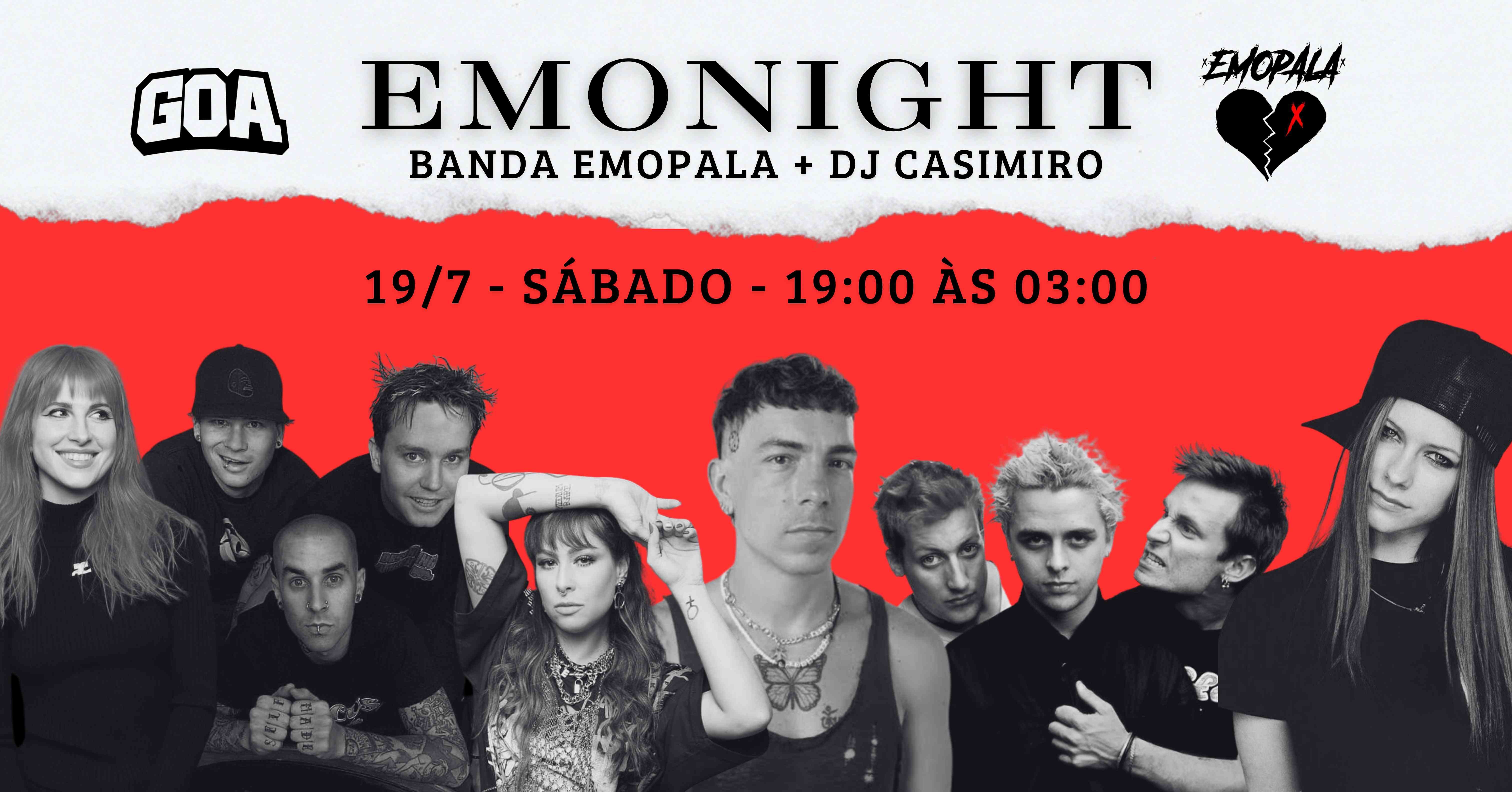 EMO NIGHT + HITS ANOS 2000 - GOA