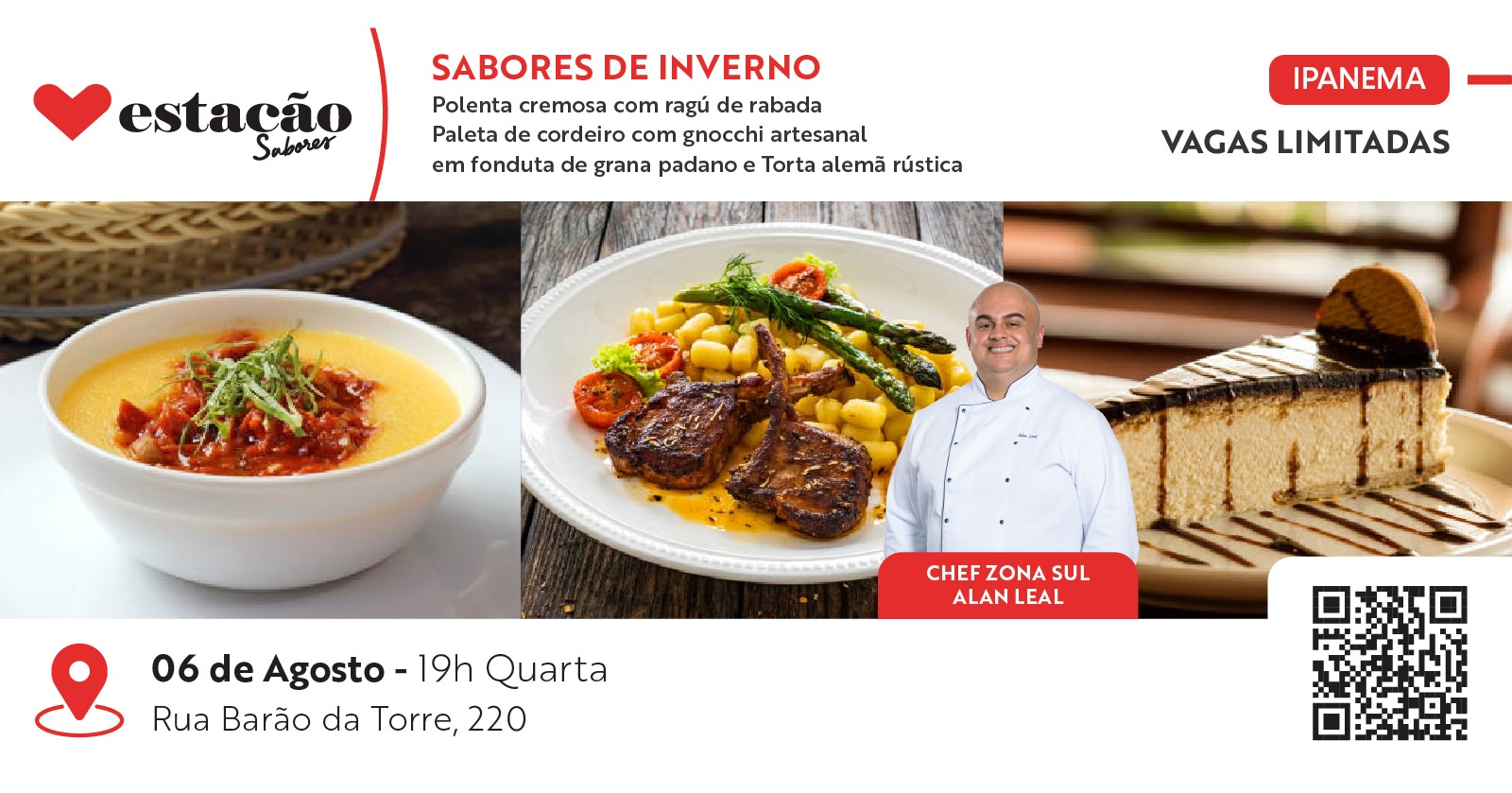 Sabores de Inverno - Polenta cremosa com Ragu de Rabada, Paleta de cordeiro e Torta Alemã (Ipanema)