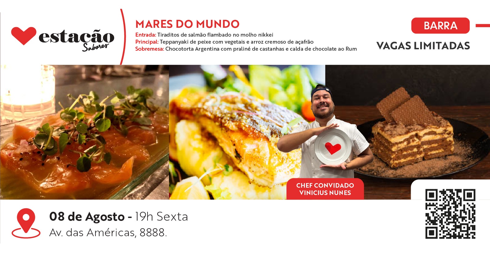 Mares do Mundo - Tiraditos de salmão, Teppanyaki de peixe e Chocotorta Argentina