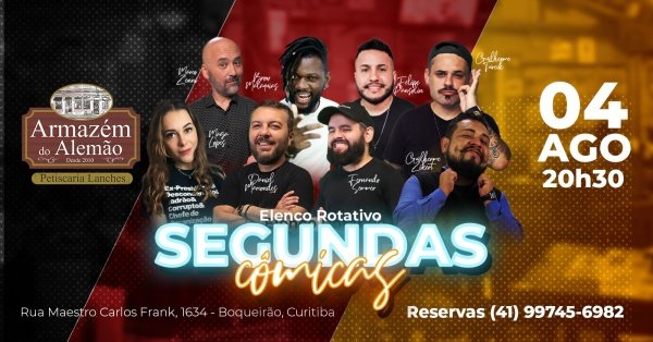 Banner SEGUNDAS CÔMICAS no ARMAZÉM DO ALEMÃO / STAND UP COMEDY em CURITIBA