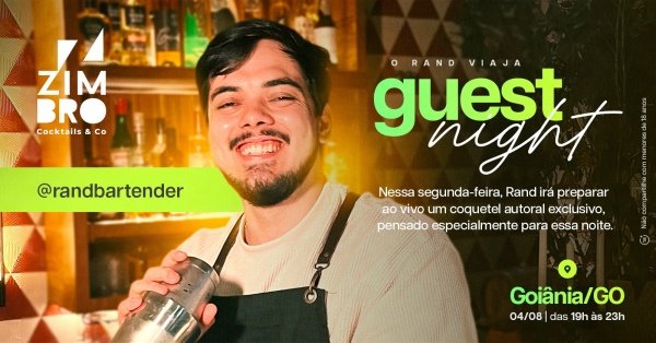 Banner Guest Night com Rand Bartender em Goiânia