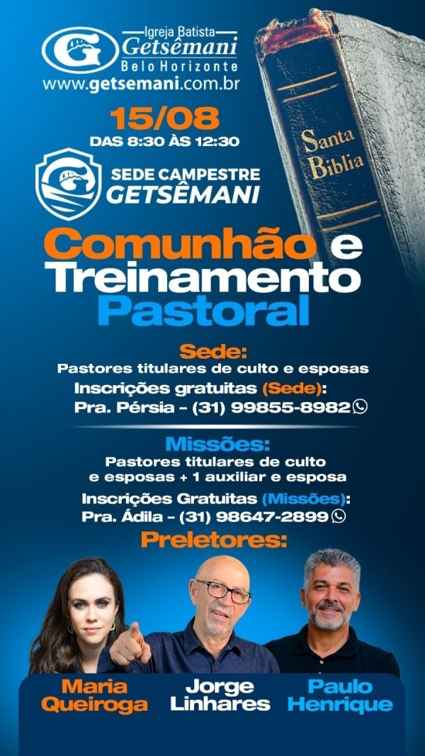 Imagem do evento ENCONTRO DE PASTORES(AS) - ALINHAMENTO MINISTERIAL