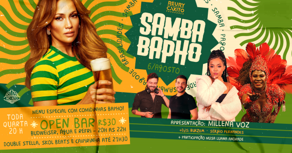 Banner SambaBapho - OPEN BAR - com MILLENA VOZ