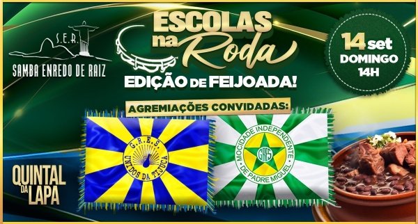 Imagem do evento Escolas na Roda na Lapa RJ - Com Feijoada: Unidos da Tijuca e Mocidade + Grupo S.E.R.
