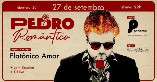 Imagem do evento Show Pedro Romântico - Lançamento do single Platônico Amor