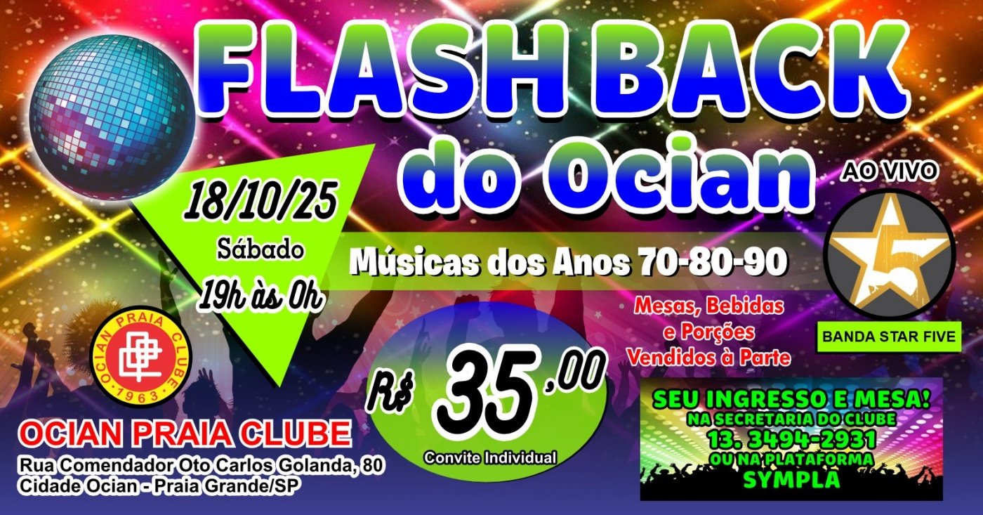 Flash Back BAILE FLASH BACK ANOS 70 80 E 90 (BANDA AO VIVO) em Praia Grande - Sympla