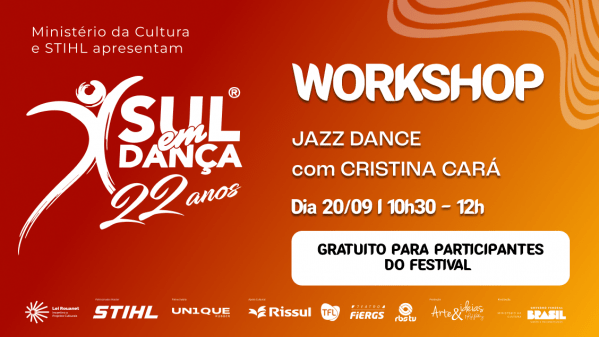 Imagem do evento WORKSHOP SUL EM DANÇA 22 ANOS     JAZZ DANCE