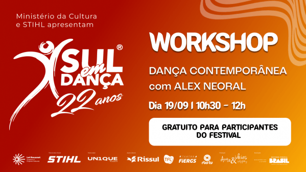 Imagem do evento WORKSHOP SUL EM DANÇA 22 ANOS     DANÇA CONTEMPORÂNEA