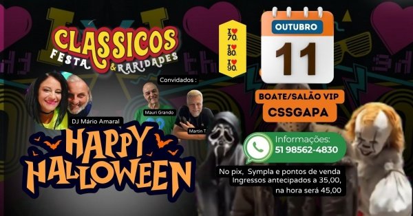 Imagem do evento Halloween da Clássicos e Raridades 70 80 90 no CSSGAPA