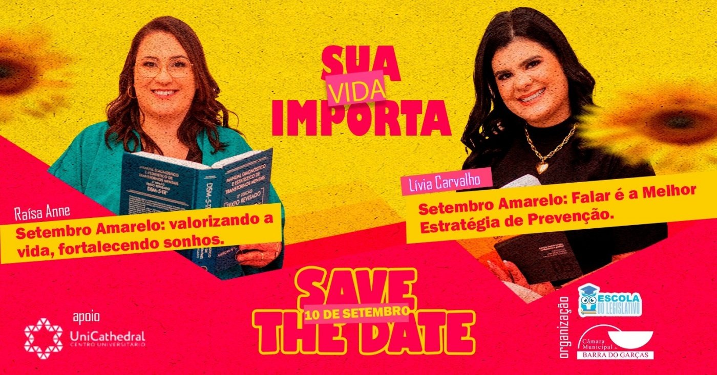 Palestras Setembro Amarelo "Sua Vida Importa" em Barra do Garças - Sympla