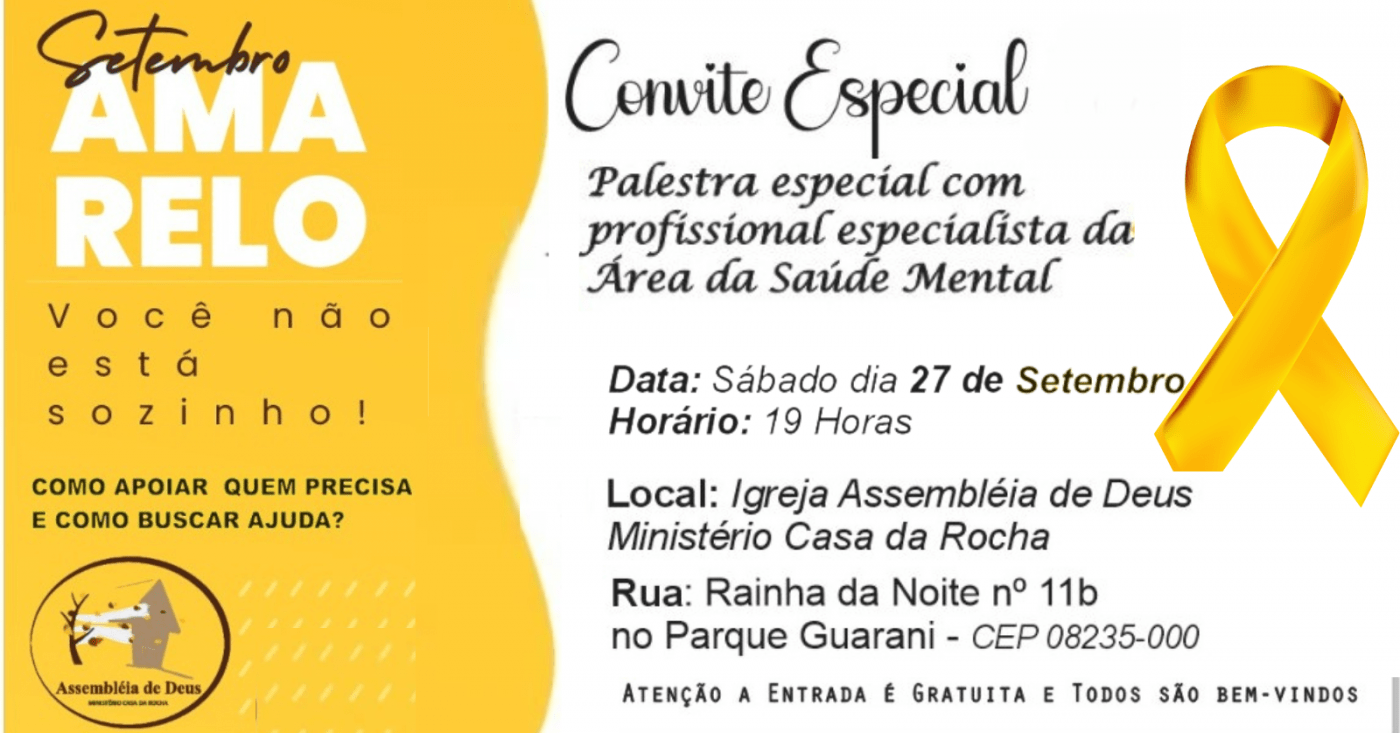 Palestra Setembro Amarelo: " Você não está sozinho" em São Paulo - Sympla