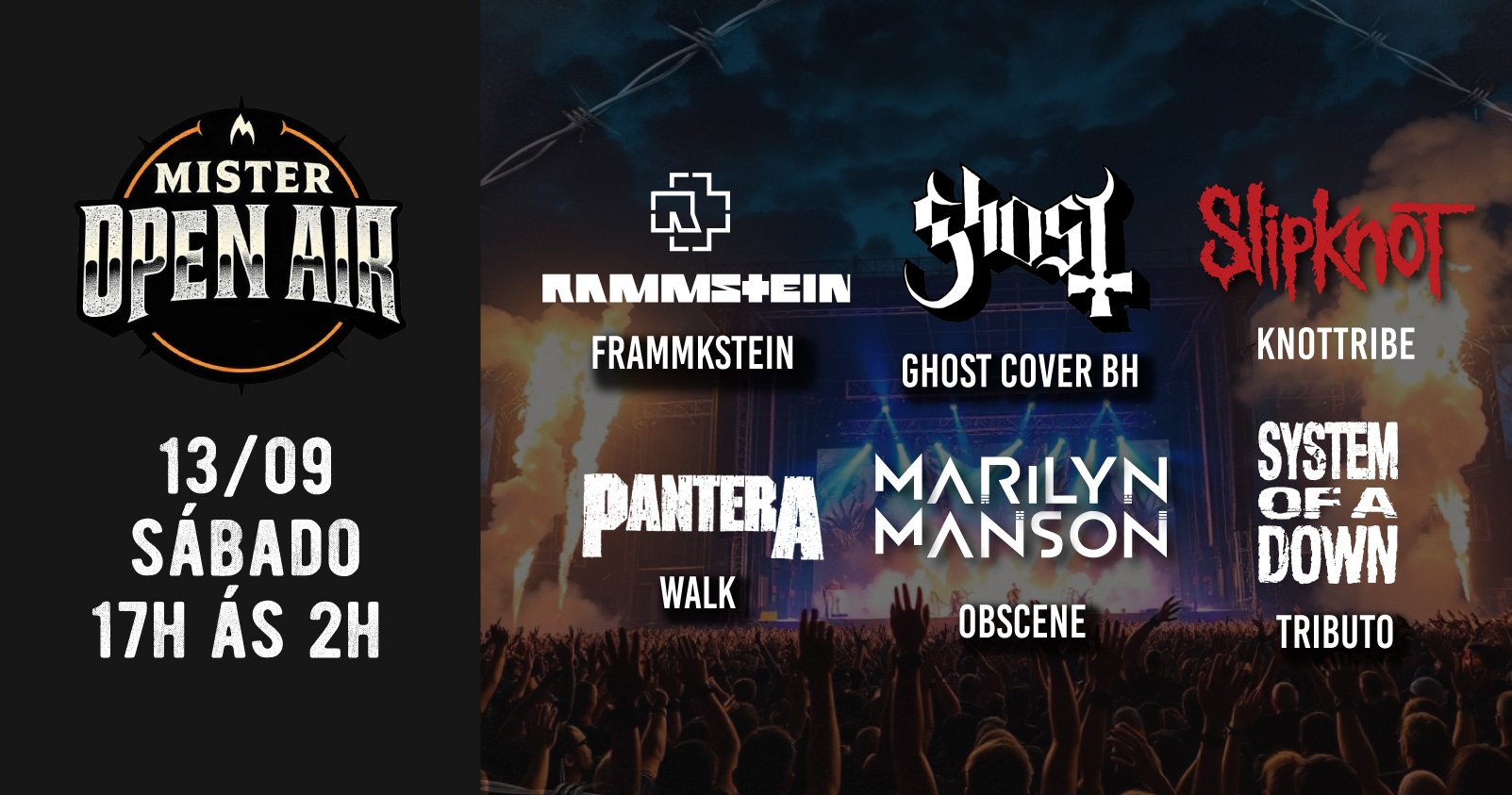 13.09 - Mister Open Air: Rammstein, Ghost, Slipknot, System of Down, Marilyn Manson, Pantera