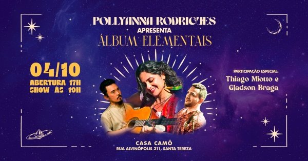 Pollyanna Rodrigues apresenta o álbum ELEMENTAIS em Belo Horizonte - Sympla