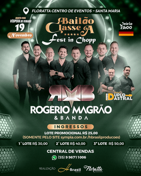 Imagem do evento Fest In Chopp com Rogério Magrão e Banda + Duplo Astral no Floratta