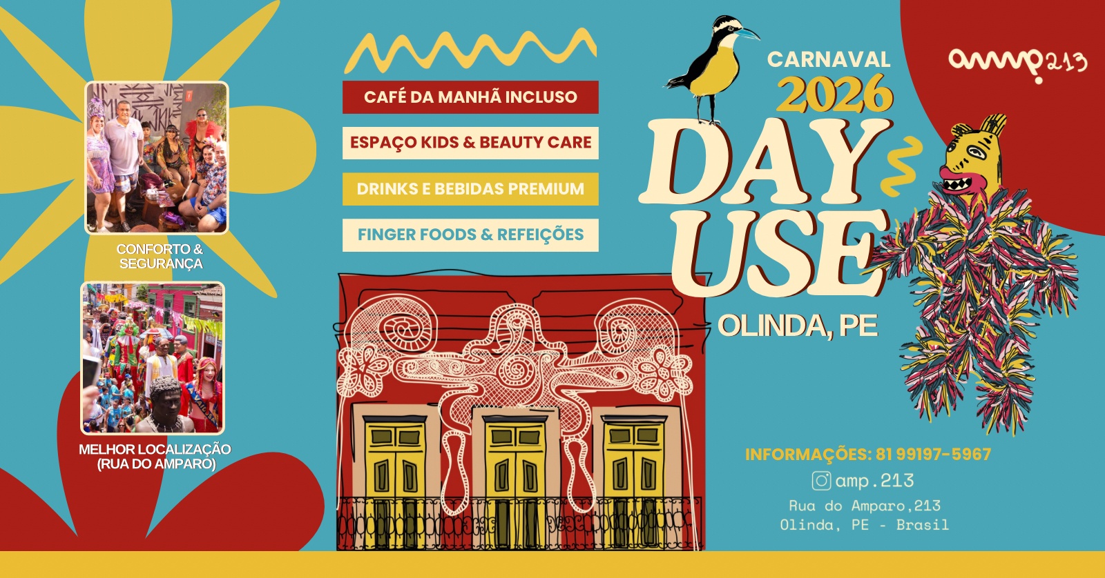 DAY USE de CARNAVAL - OLINDA 2026 - AMP 213 | Rua do Amparo, 213 - Olinda, PE