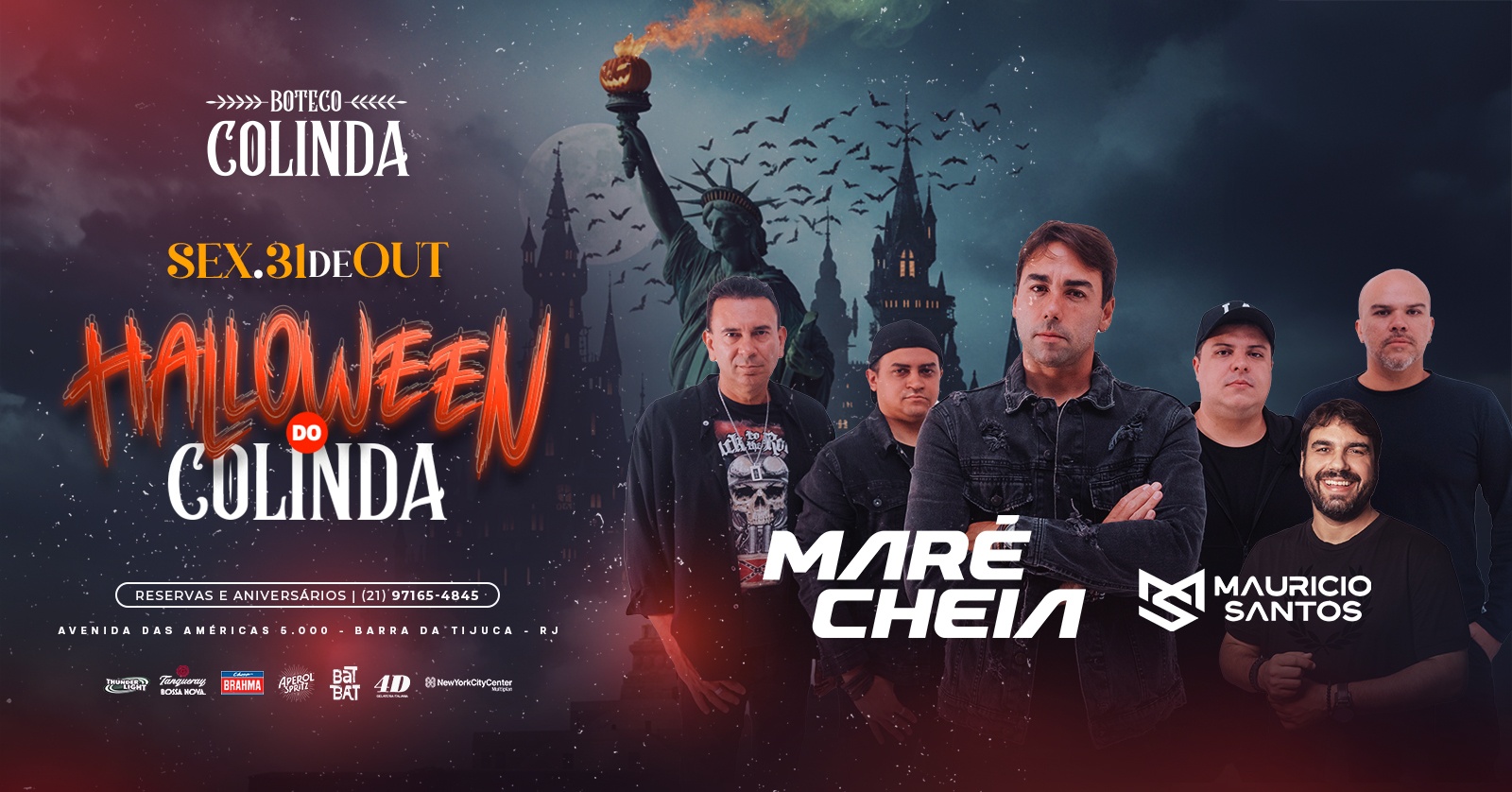 SEXTA 31 OUTUBRO | ROCK NEW YORK HALLOWEN | BANDA MARÉ CHEIA | DJ MAURÍCIO SANTOS | NEW YORK BARRA