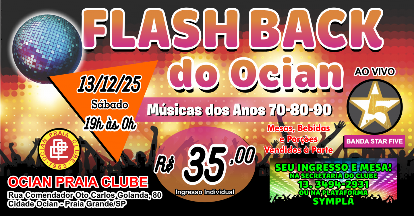 Flash Back BAILE FLASH BACK ANOS 70 80 E 90 (BANDA AO VIVO) em Praia Grande - Sympla