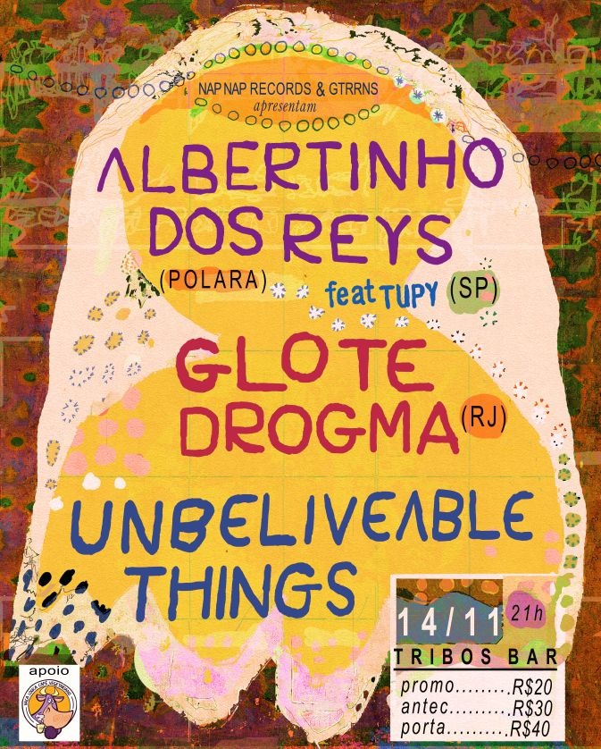 Image for the event: Albertinho dos Reys (SP) + Glote/Drogma (RJ) + Unbelievable Things em Maringá - Tribos Bar - 14/11