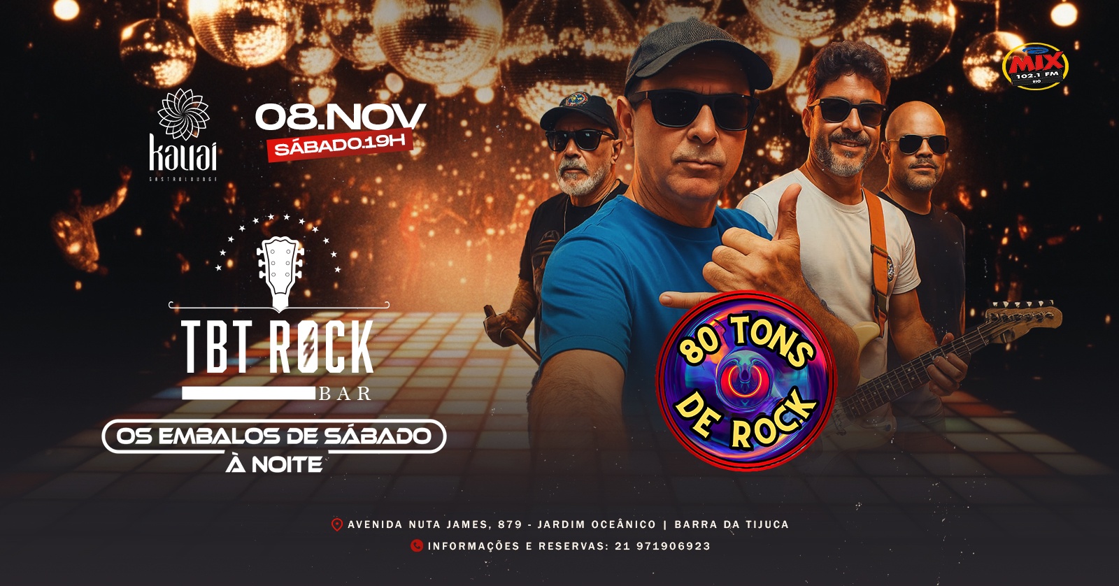 OS EMBALOS DE SÁBADO A NOITE | TBT ROCK BAR | BANDA 80 TONS DE ROCK | KAUAI BARRA DA TIJUCA