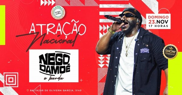 Imagem do evento NEGO DAMOÉ ( ATRAÇÃO NACIONAL ) SAMBA DA GALERIA (23/11) DOMINGO