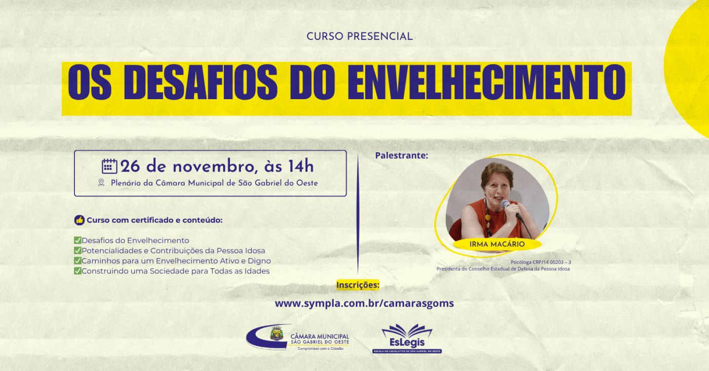 Os Desafios do Envelhecimento em São Gabriel do Oeste - Sympla