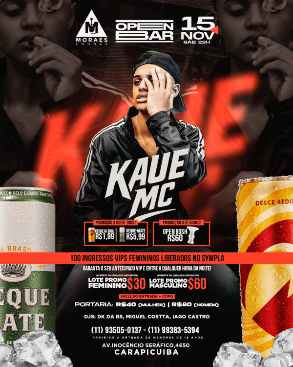 MC KAUE - SÓ SESSÃO, SÓ SESSÃO | MEGA OPEN BAR | ARCADES FREE em