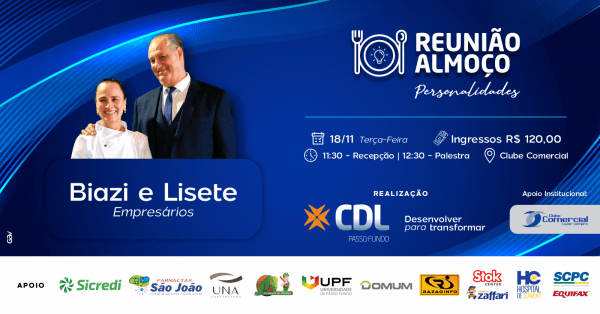 Imagem do evento Reunião Almoço Personalidades - Lisete e Alcir Biazi