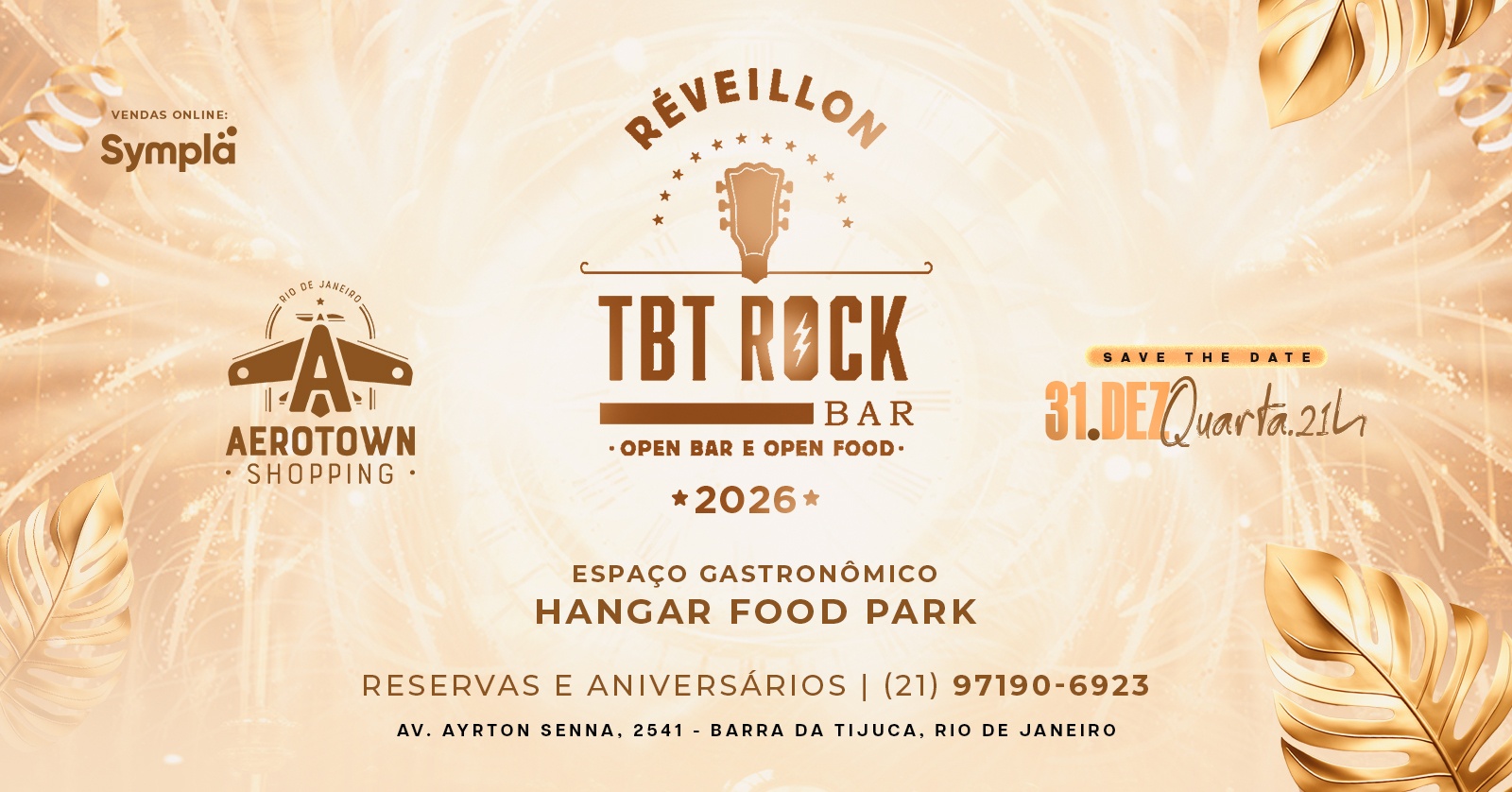 RÉVEILLON TBT ROCK BAR 2026 | 3 BANDAS & DJS | SHOPPING AEROTOWN BARRA DA TIJUCA RJ
