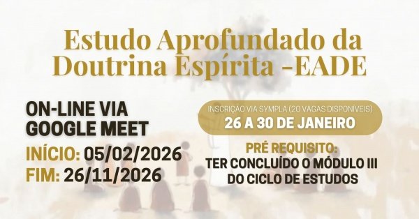 Imagem do evento ESTUDO APROFUNDADO DA DOUTRINA ESPÍRITA - EADE 2026