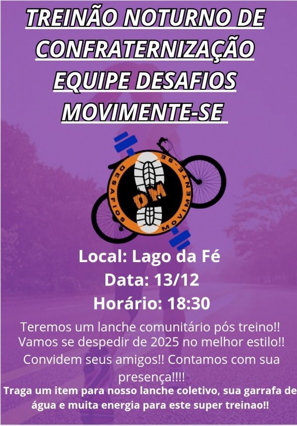Imagem do evento Treinao de confraternização Desafios Movimente-se