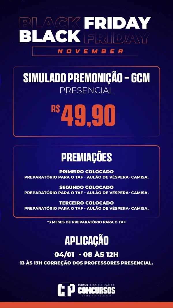 Imagem do evento SIMULADO PREMONIÇÃO - GCM