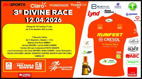 Imagem do evento 3a Divine Race -  Camisa Pronta Entrega se em Estoque + Pacote Café Evolutto