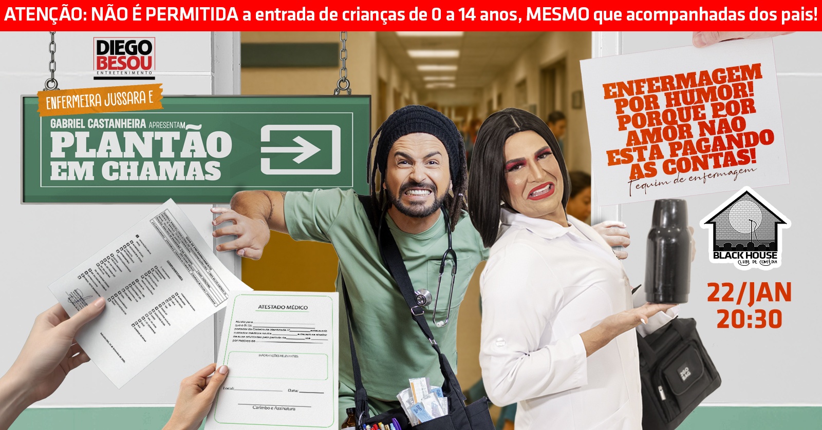 Diego Besou e Gabriel Castanheira em Sorocaba - Plantão em Chamas - Show de Comédia