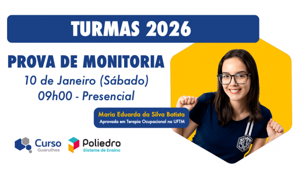 Imagem do evento Prova de Monitoria | 10/01/26 (Sábado) - 09h | INSCRIÇÕES GRATUITAS