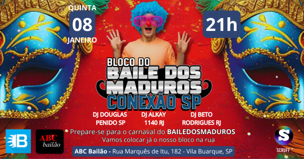 Imagem do evento QUINTA| 08/01 O BLOCO DO BAILE DOS MADUROS 2ª EDIÇÃO NO BAILÃO | SP!