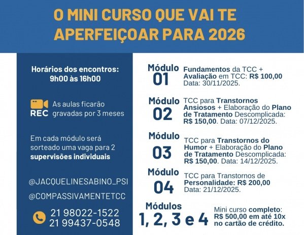 Imagem do evento Mini curso Terapia Cognitivo Comportamental para Iniciantes