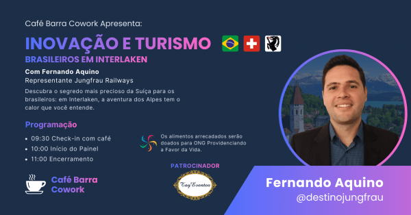 Imagem do evento Café Barra Cowork 13-01 Inovação e Turismo