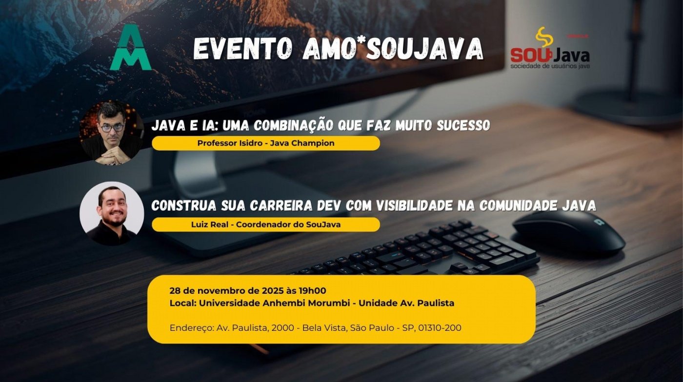 Evento AMO*Java Sou Java em São Paulo - Sympla