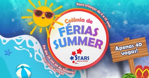 Imagem do evento Colônia de Férias Summer 2026 Stars English