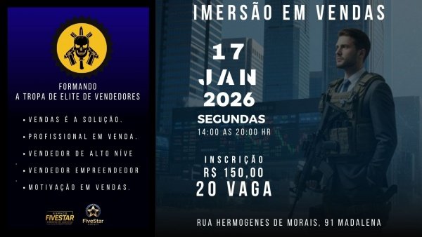 Imagem do evento IMERSÃO EM VENDAS - FORMANDO A TROPA DE ELITE DE VENDEDORES