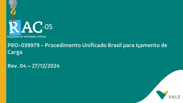Imagem do evento PRO-039979 - 05 - Procedimento Unificado Vale Brasil para Içamento de Carga