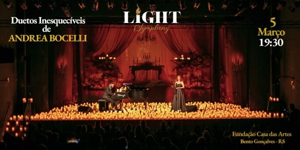 Imagem do evento Light Symphony - Duetos Inesquecíveis de Andrea Bocelli (5/3/26 às 19:30 - Abre portas 18:15)