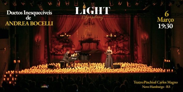 Imagem do evento Light Symphony - Duetos Inesquecíveis de Andrea Bocelli (6/3/26 às 19:30 - Abre portas 18:45)