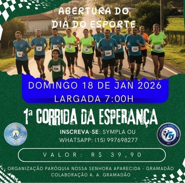 Imagem do evento 1º CORRIDA DA ESPERANÇA - GRAMADÃO, SÃO MIGUEL ARCANJO SP 2026