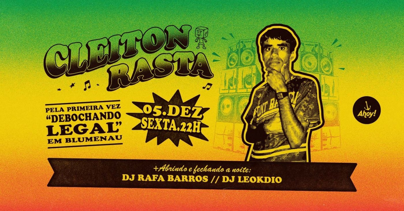 CLEITON RASTA EM BLUMENAU no Ahoy! Tavern Club em Blumenau - Sympla